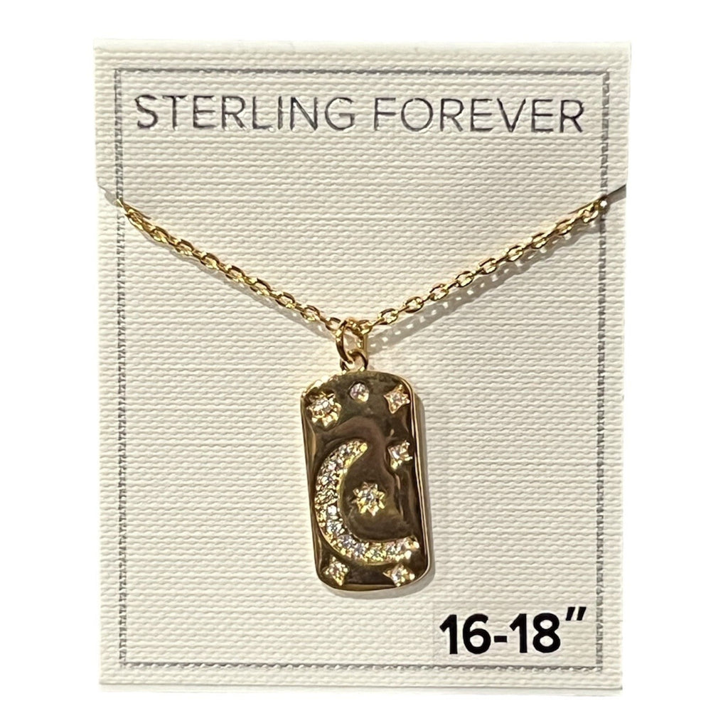 Sterling Forever gold-plated necklace features a celestial Moon And Stars Design