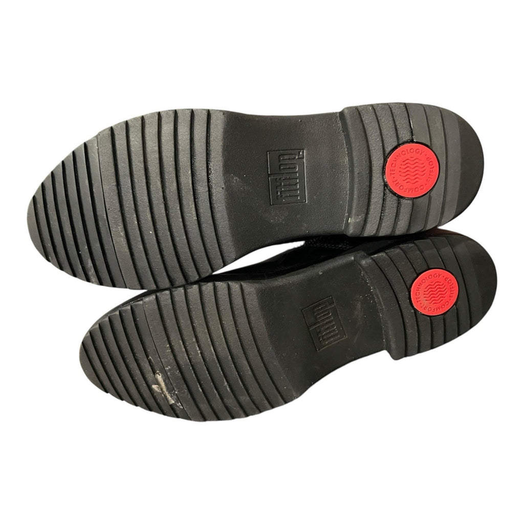 FitFlop Nissie Mixte ankle boots featuring black leather with a textured knit 8