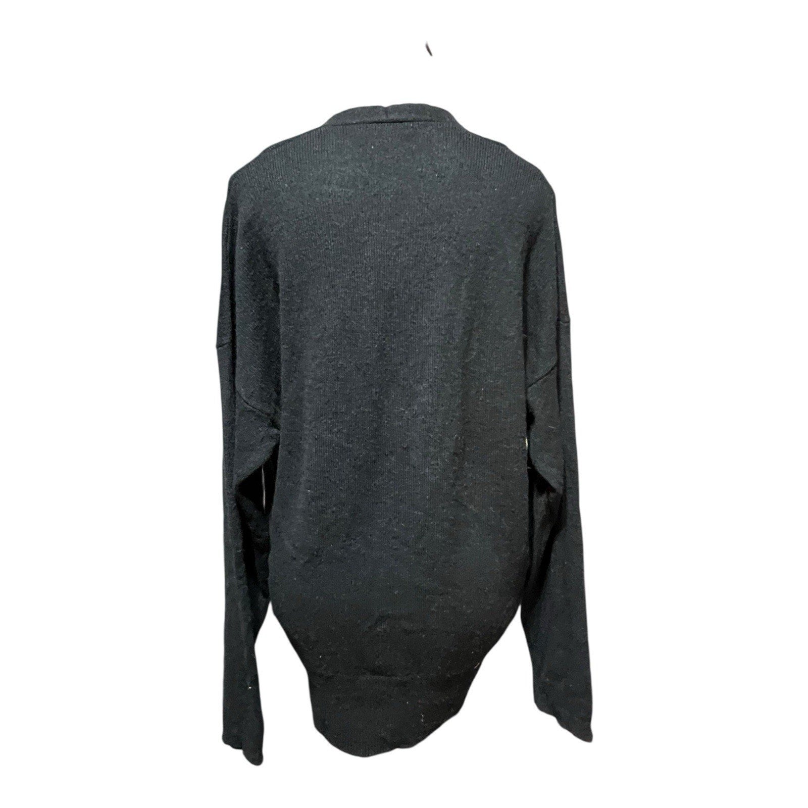 Frame Wool Cashmere Faux Wrap Around Black Lightweight Sweater L NWOT MSRP $395