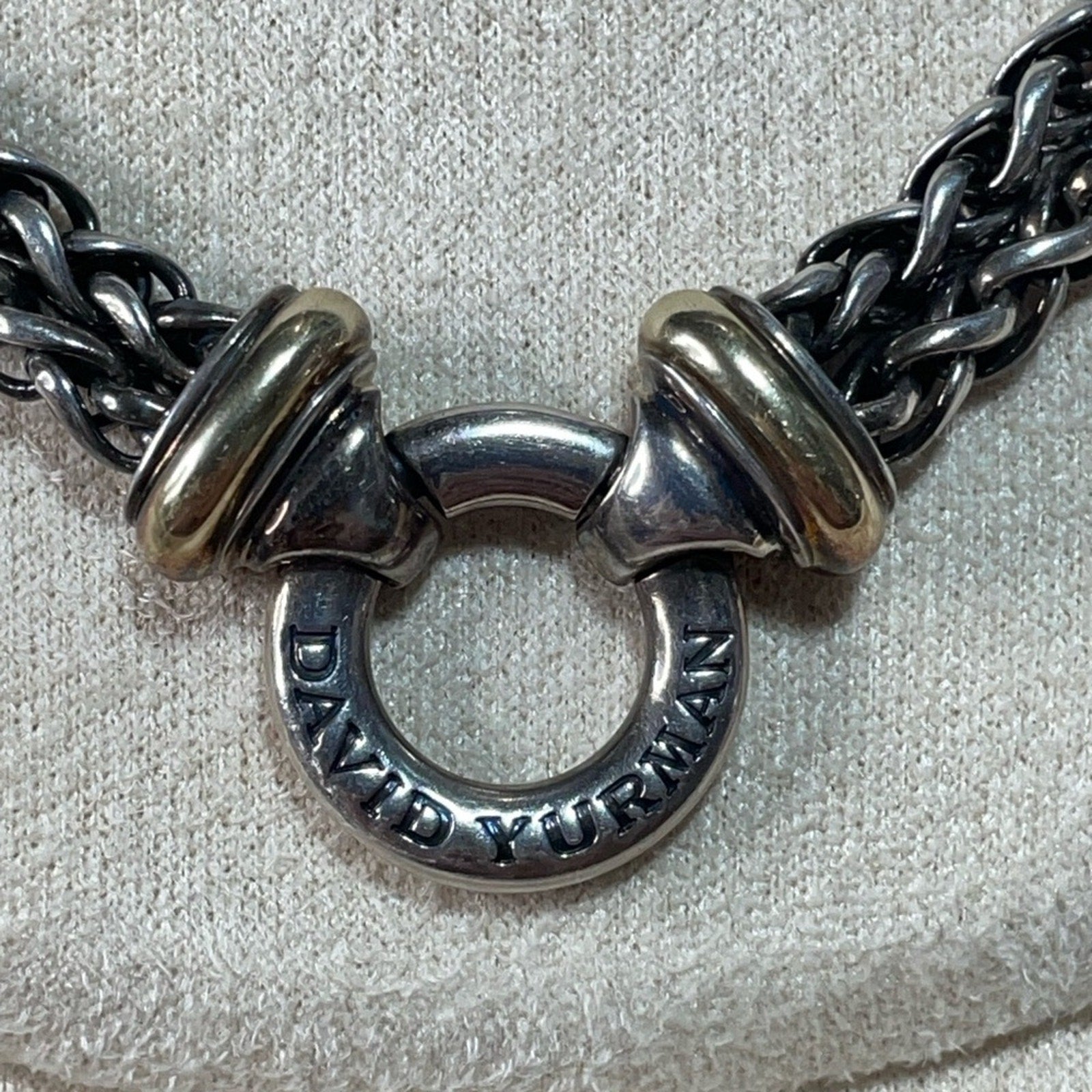 David Yurman Sterling w/ 18kt YG Accent Double Wheat Chain Necklace 54.37g