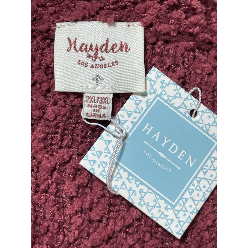 Hayden Los Angeles 2X/3X Maroon Chunky Knit Cardigan - New with Tags