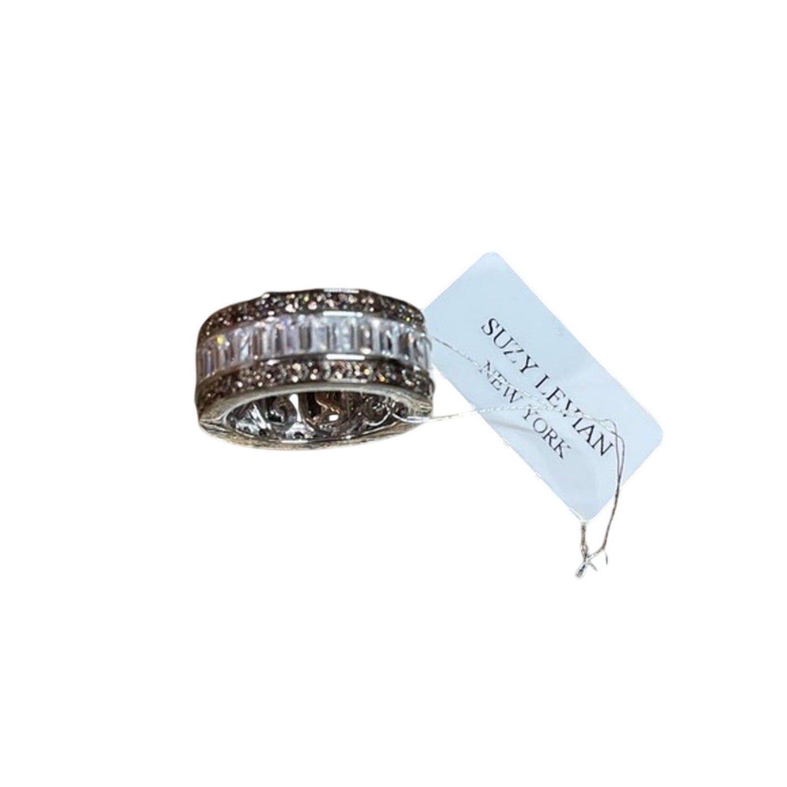 Suzy Levian Sterling Silver Ring Jewelry Chocolate & White‎ Baguette CZ size 5