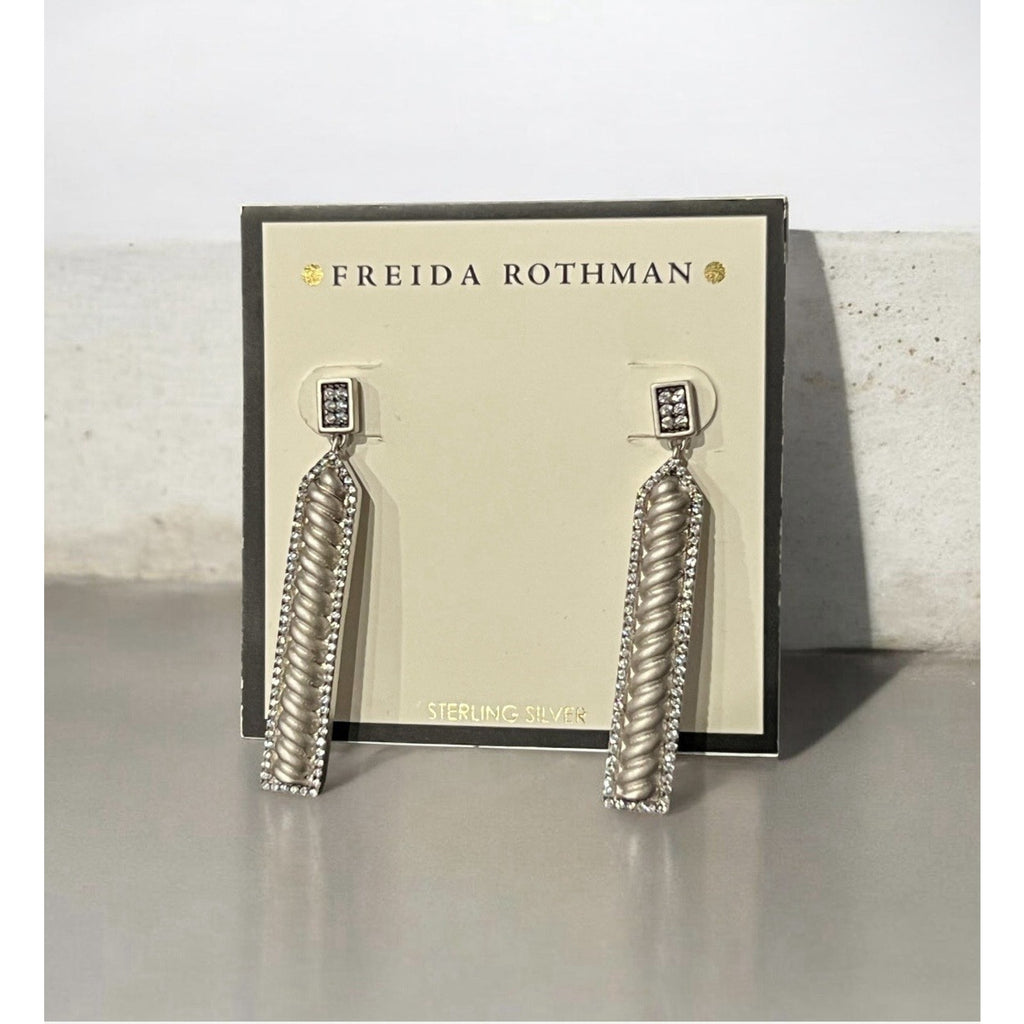 Freida Rothman sterling silver earrings W/CZ ACCENT NEW