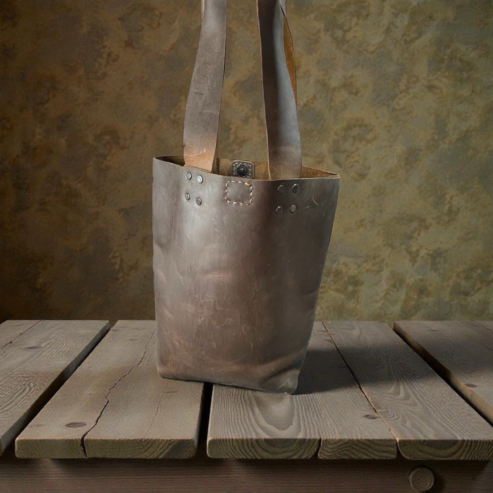Chocolate Brown Full Grain Leather Tote Bag