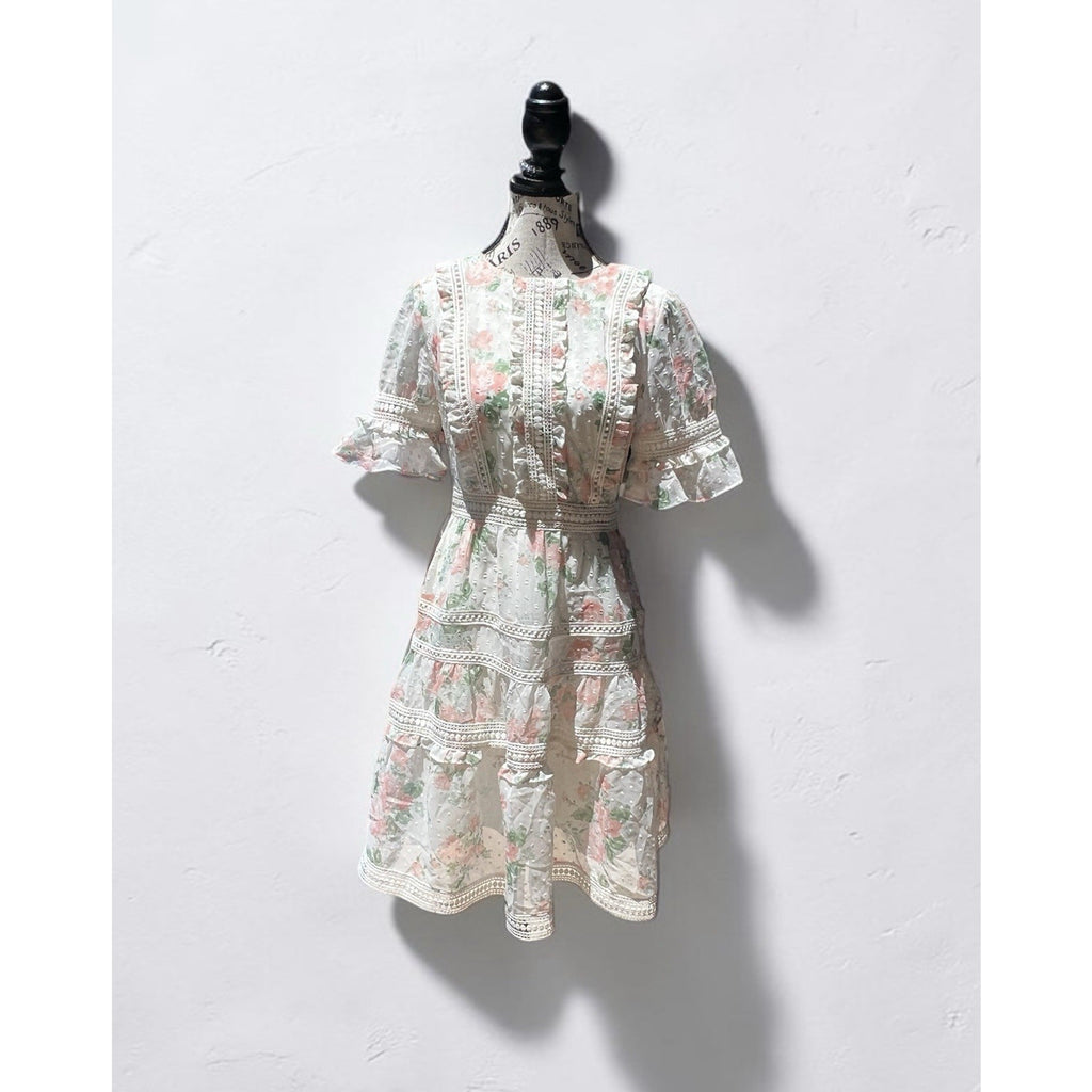 Rachel Parcell mini dress features a pink and green floral print Size XS New