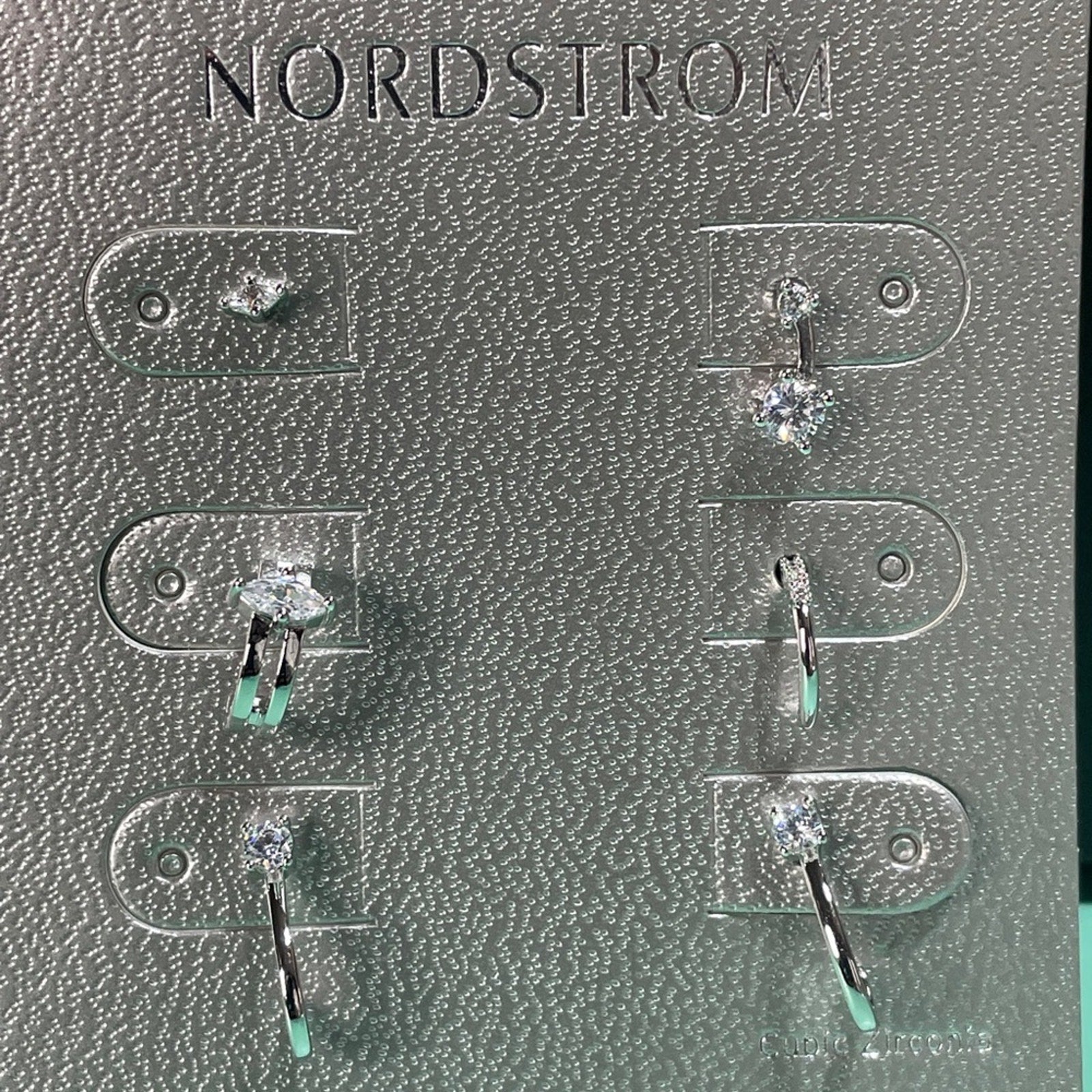 Nordstrom Silver Crystal Stud Earrings Set $59 MSRP nickle free CZ stone