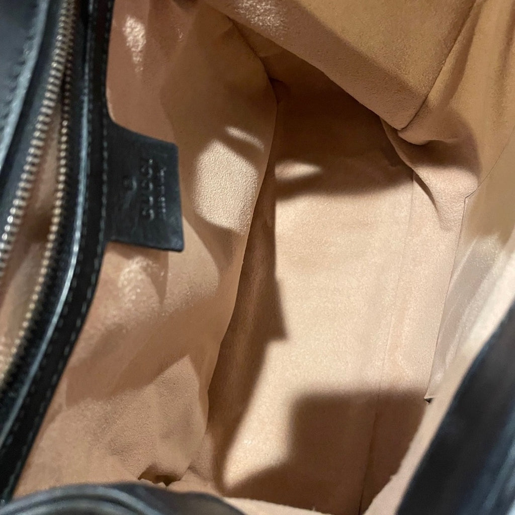 Gucci Queen Margaret Black Leather Handbag / Backpack with Bamboo Handle