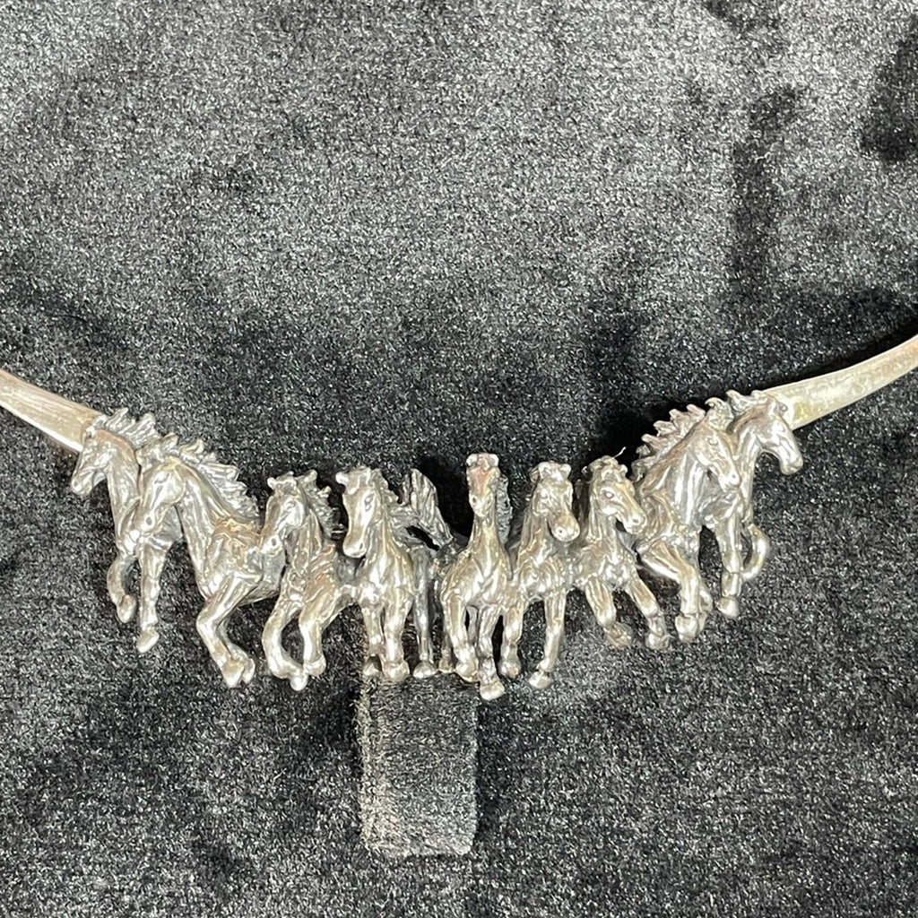 Kabana 925 sterling silver running horses necklace Western Charm