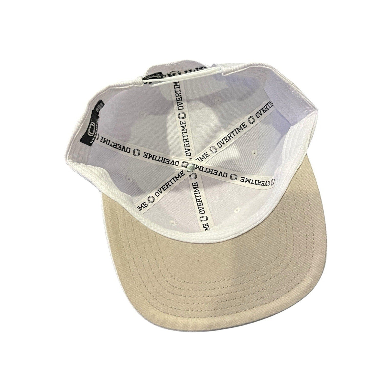 Overtime Adult Flat Brim Snapback Logo Contrast Undervisor Baseball Hat - White