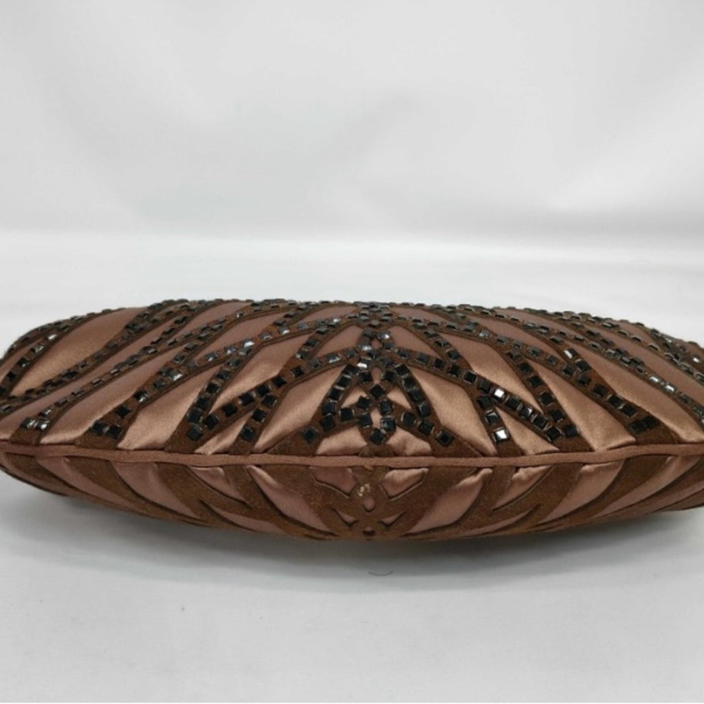 Giorgio Armani Brown Satin and Suede Beaded Women's Evening bag