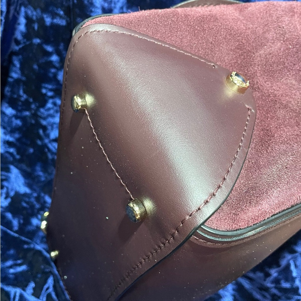 Coach Drifter Burgundy Leather Hand Bag with Gold Chain Pre Owned