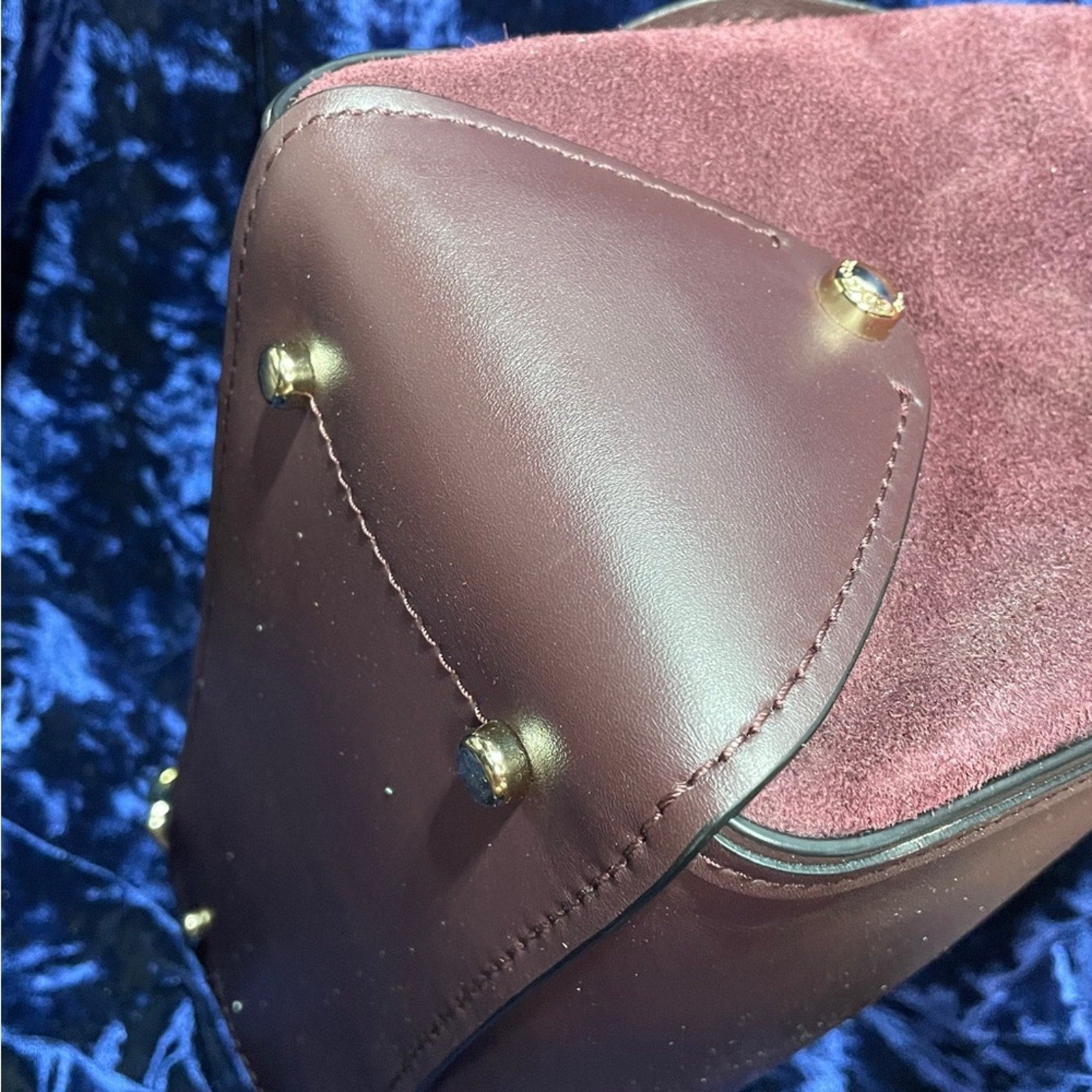 Coach Drifter Burgundy Leather Hand Bag with Gold Chain Pre Owned