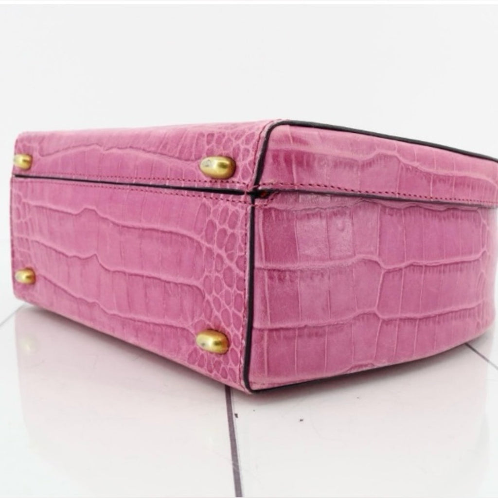 Celine Pink Crocodile-Embossed Women's Hand bag