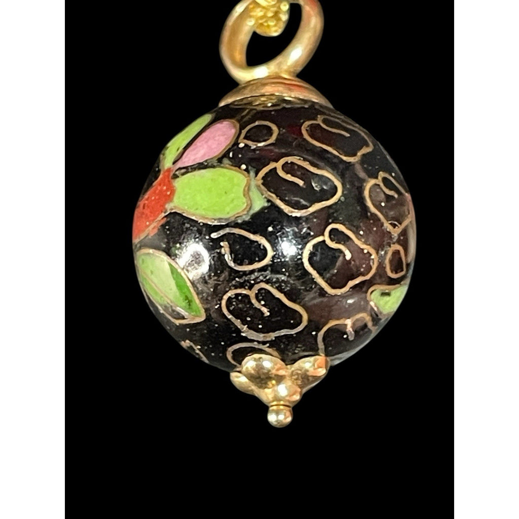 Vintage 14K Gold Cloisonné Colosseum Pendant Necklace Italy JJ Mark 4.3g