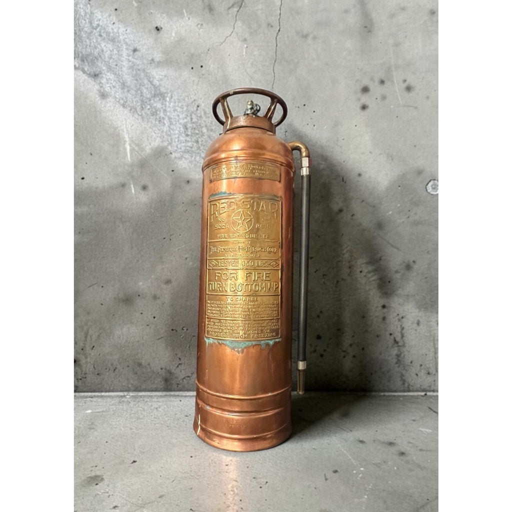 Red Star Vintage Copper / Brass Fire Extinguisher