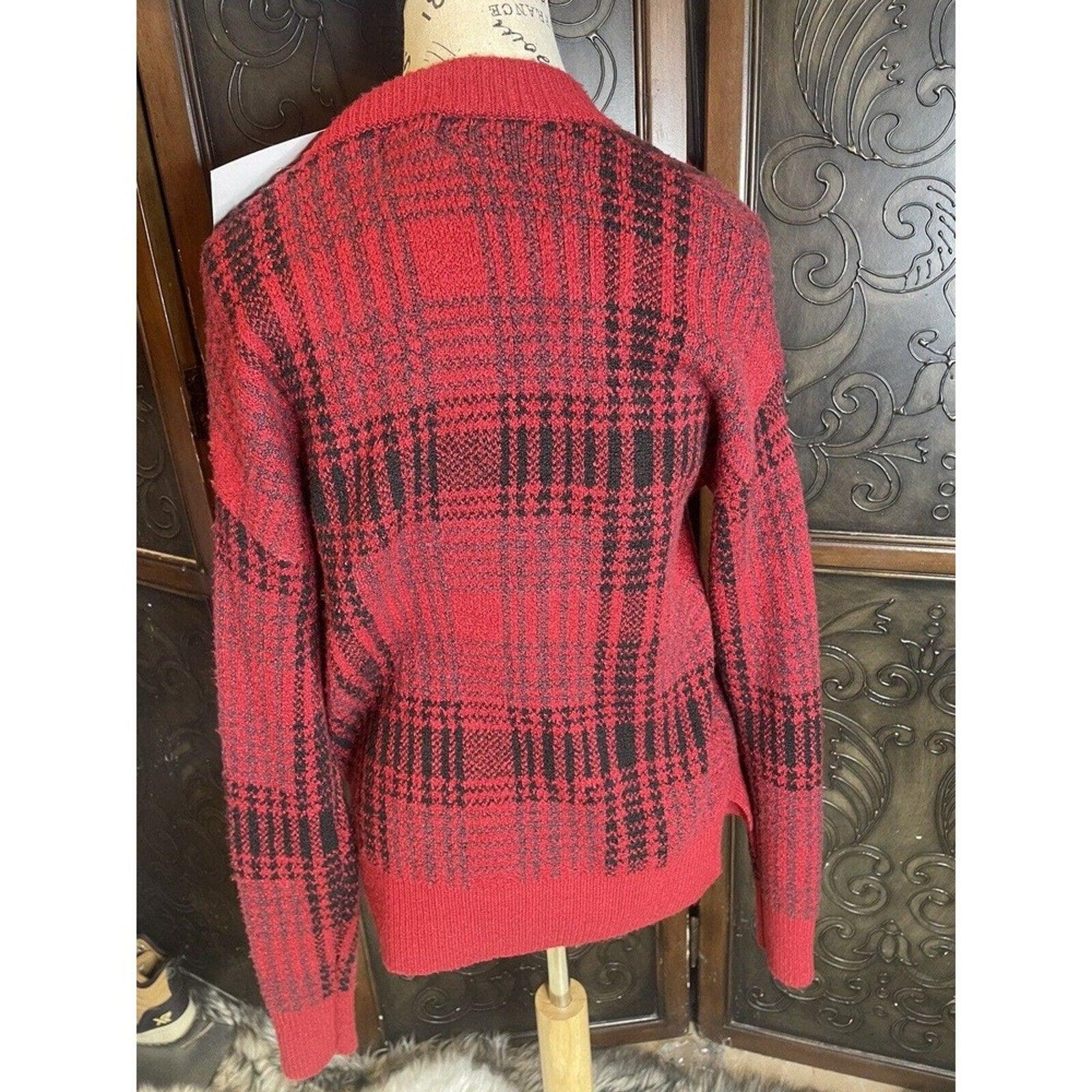 Christian Siriano New York Sweater With‎ Beannie Red and Black NWT Women's XS