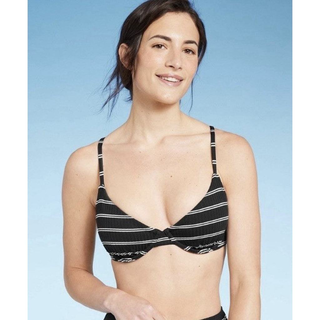 Shade And Shore Ribbed Demi Underwire Bikini Top 34DD