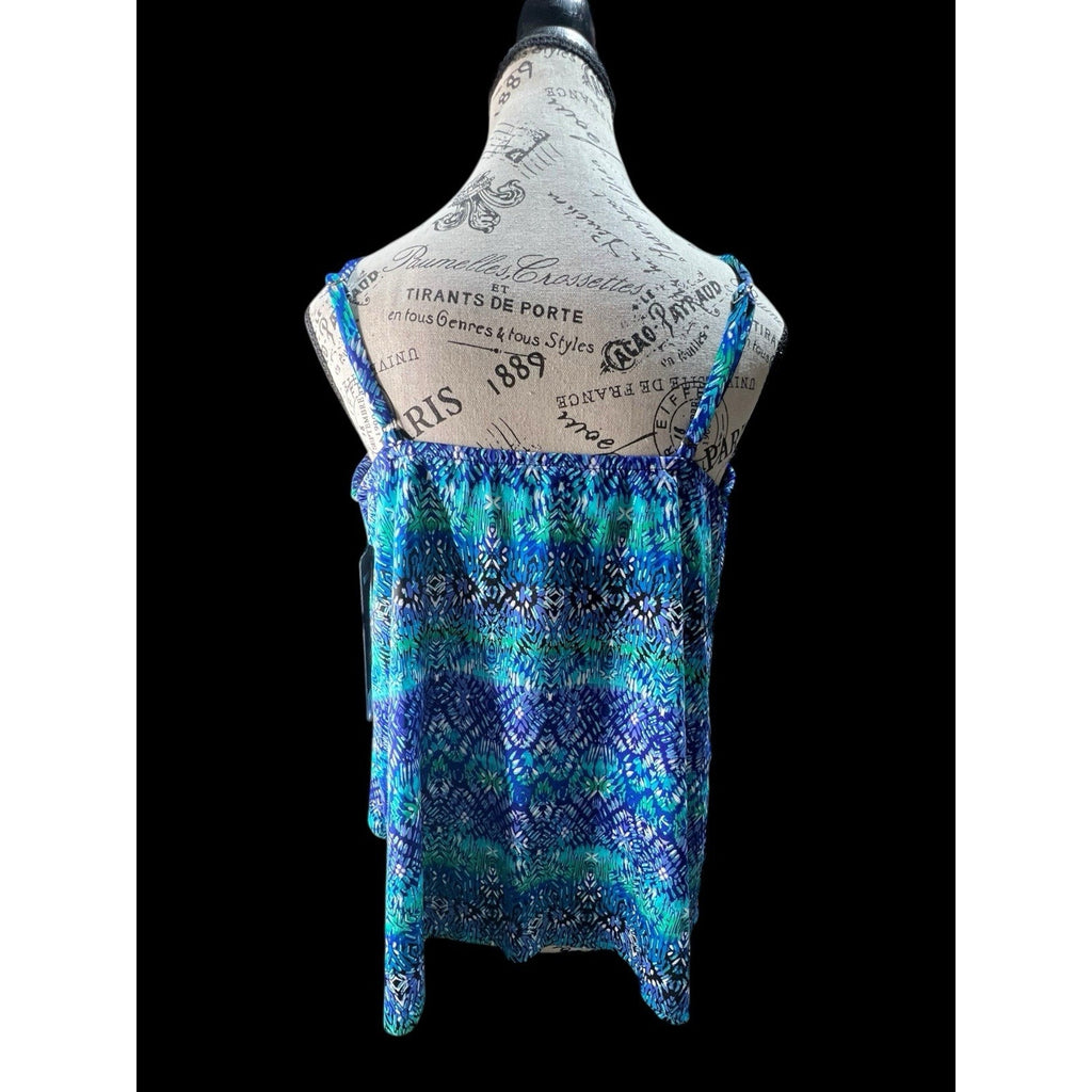 Miraclesuit Women's Tankini Tops BLU - Blue Keyhole Size 14 DD CUP MSRP $142