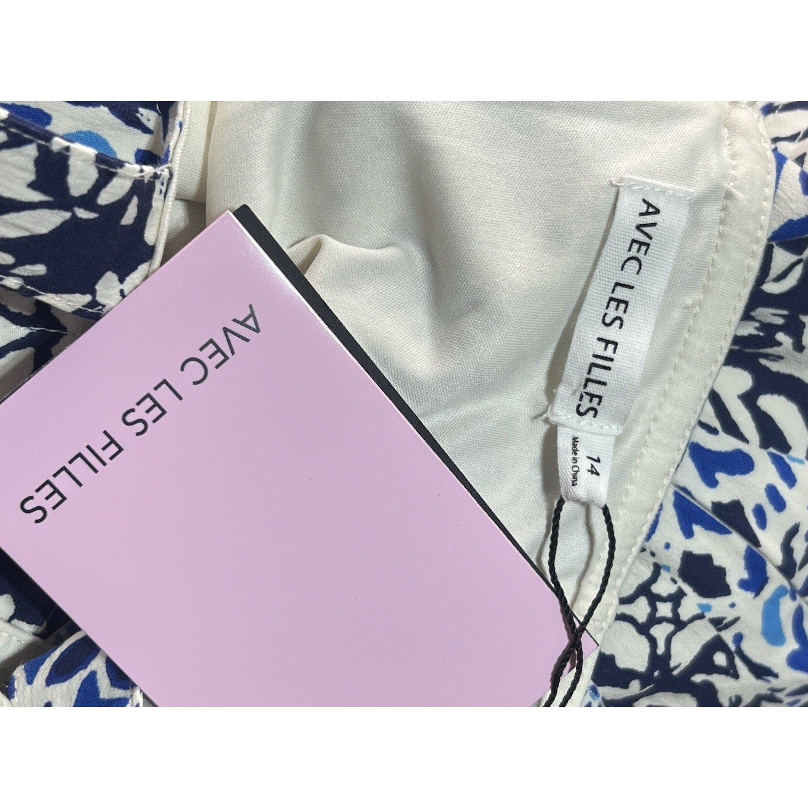 Avec Les Fillies Blue And White Dress Size 14 New $MSRP $158