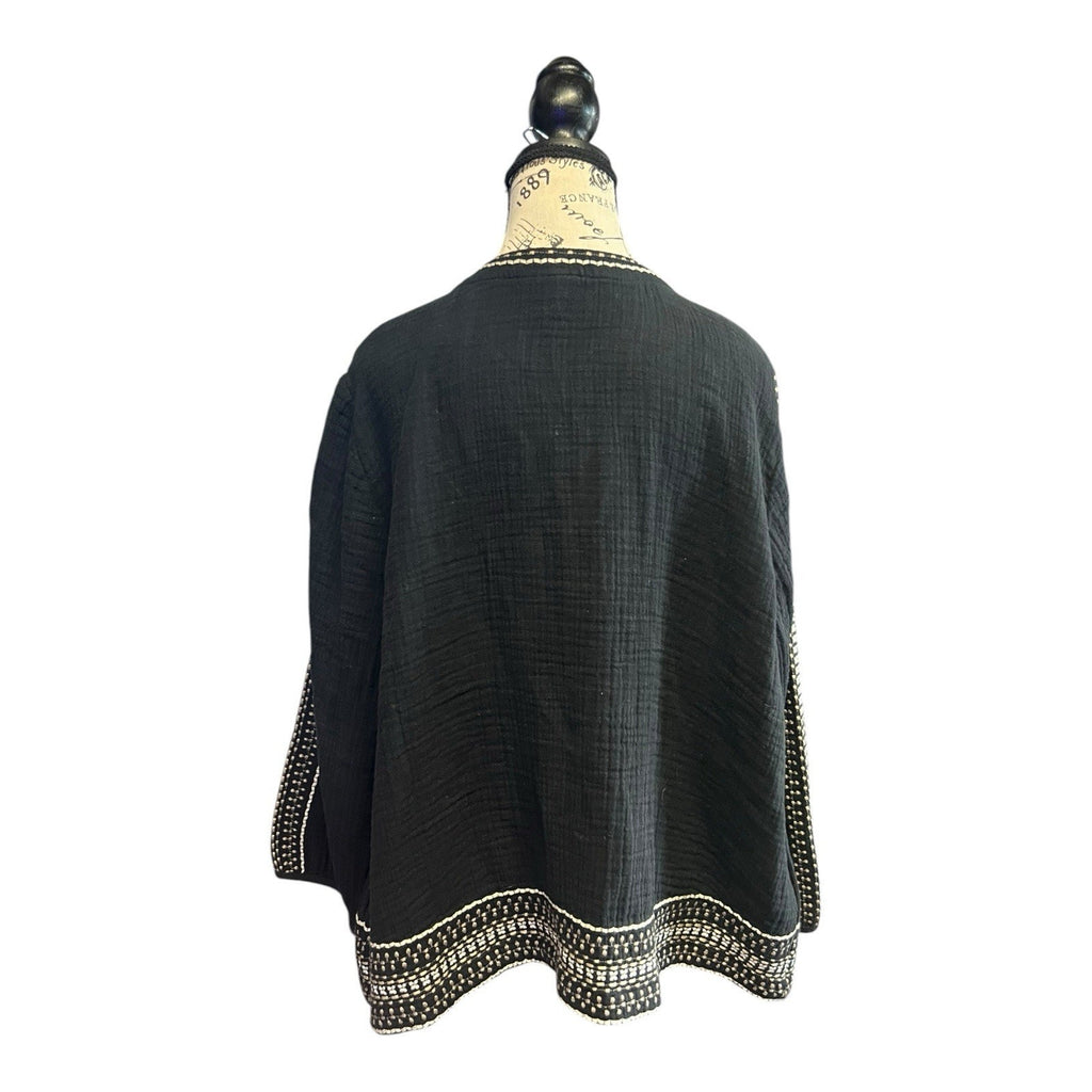 J. Jill Pure Jill embroidered cotton gauze black jacket Women’s 2X New