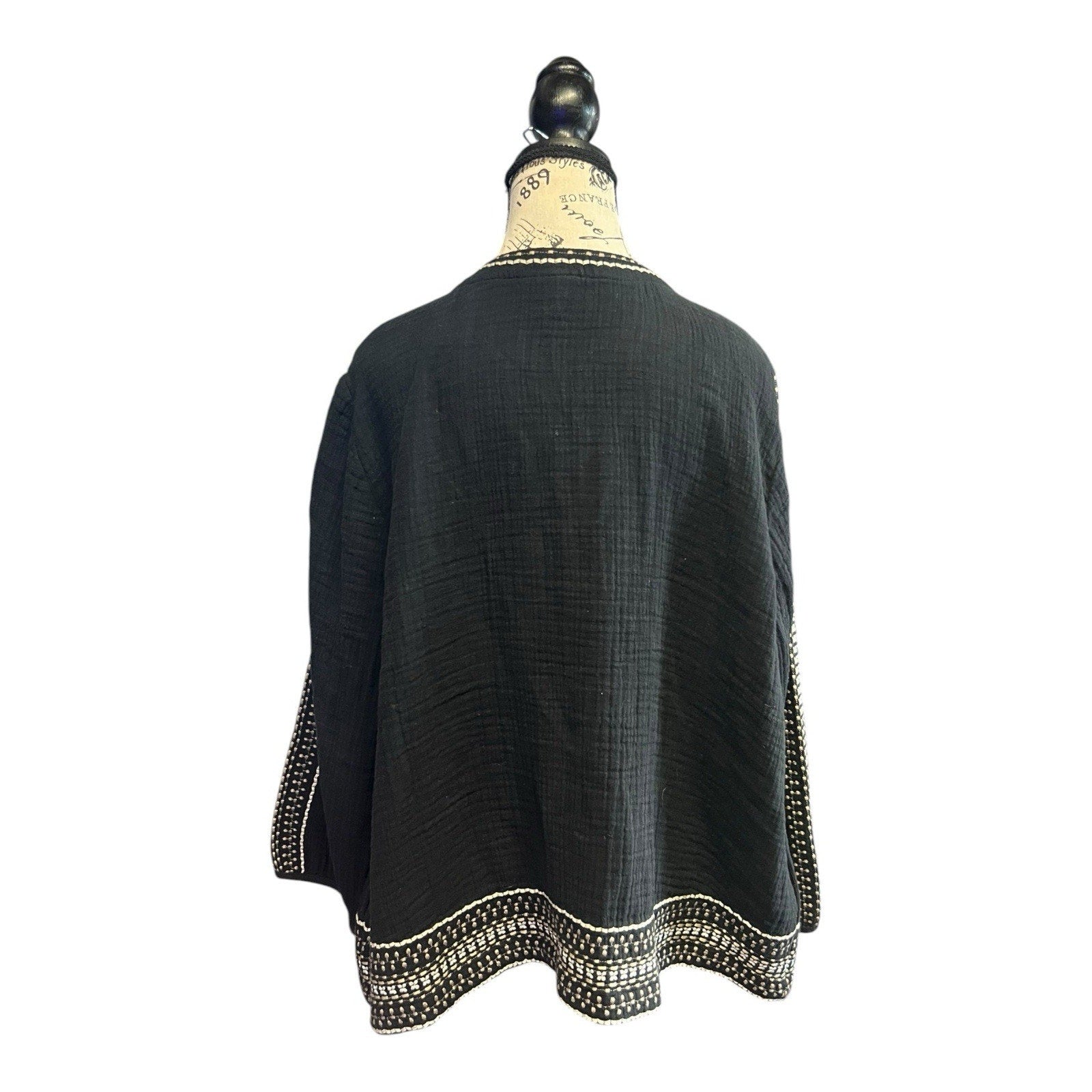J. Jill Pure Jill embroidered cotton gauze black jacket Women’s 2X New