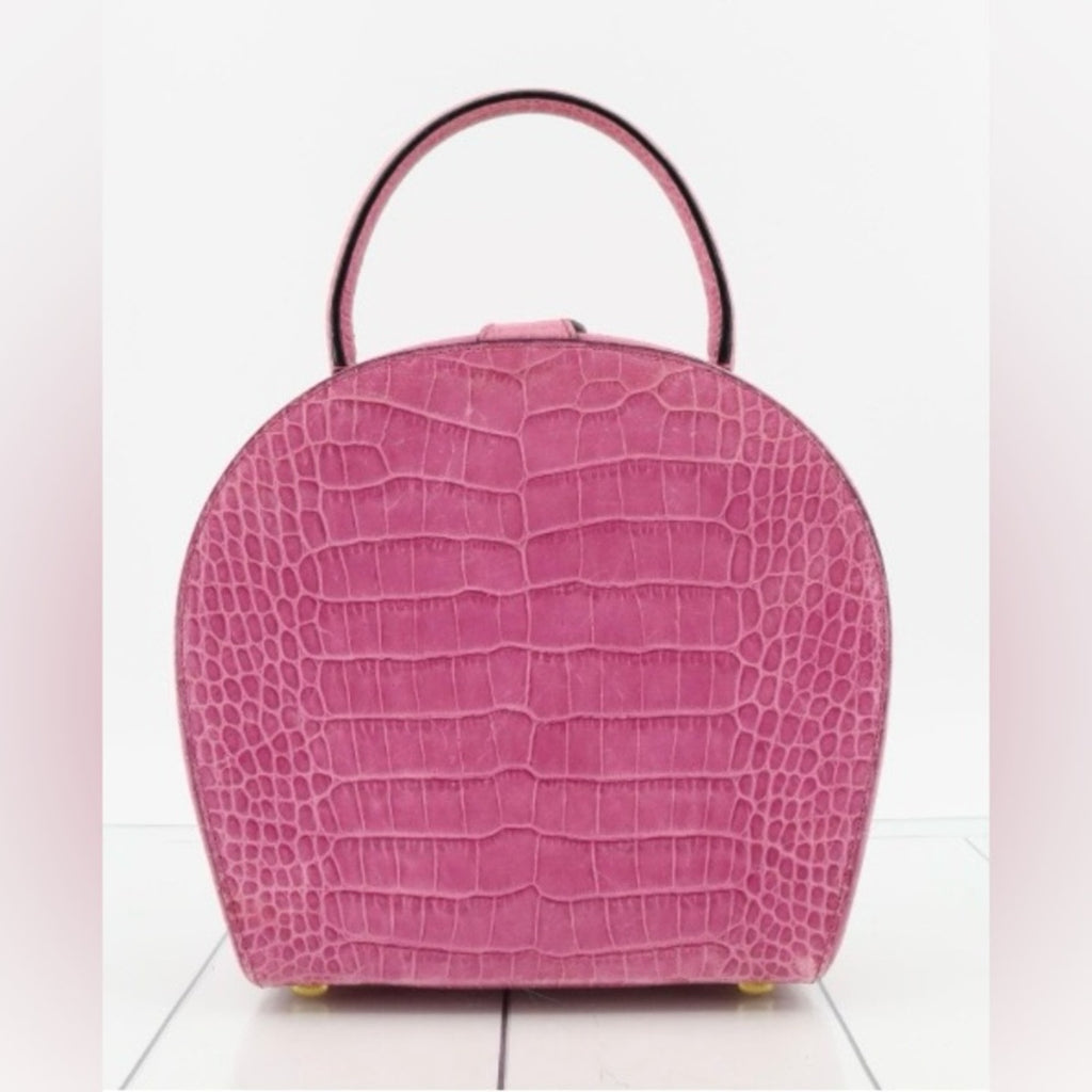 Celine Pink Crocodile-Embossed Women's Hand bag