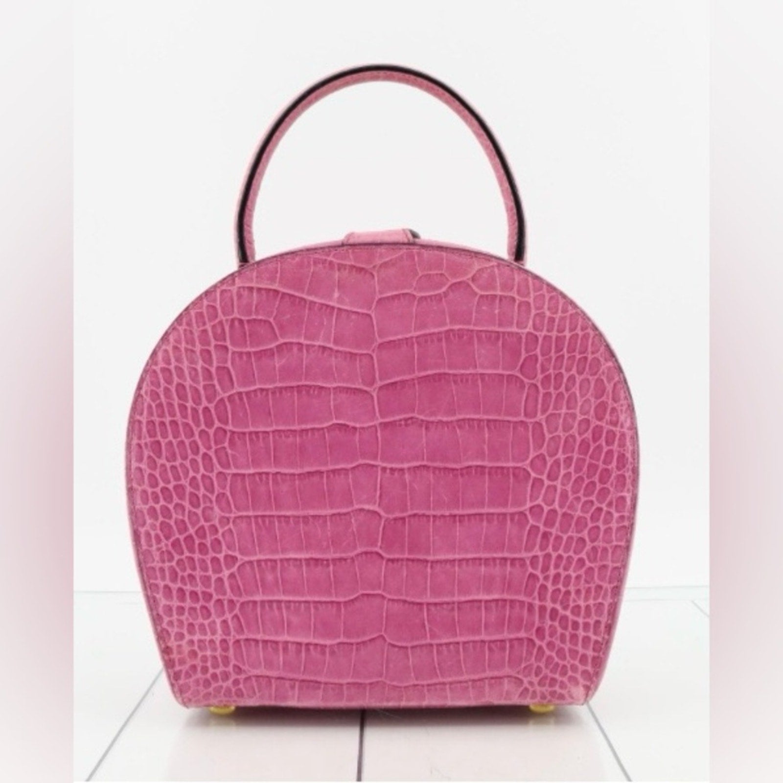 Celine Pink Crocodile-Embossed Women's Hand bag