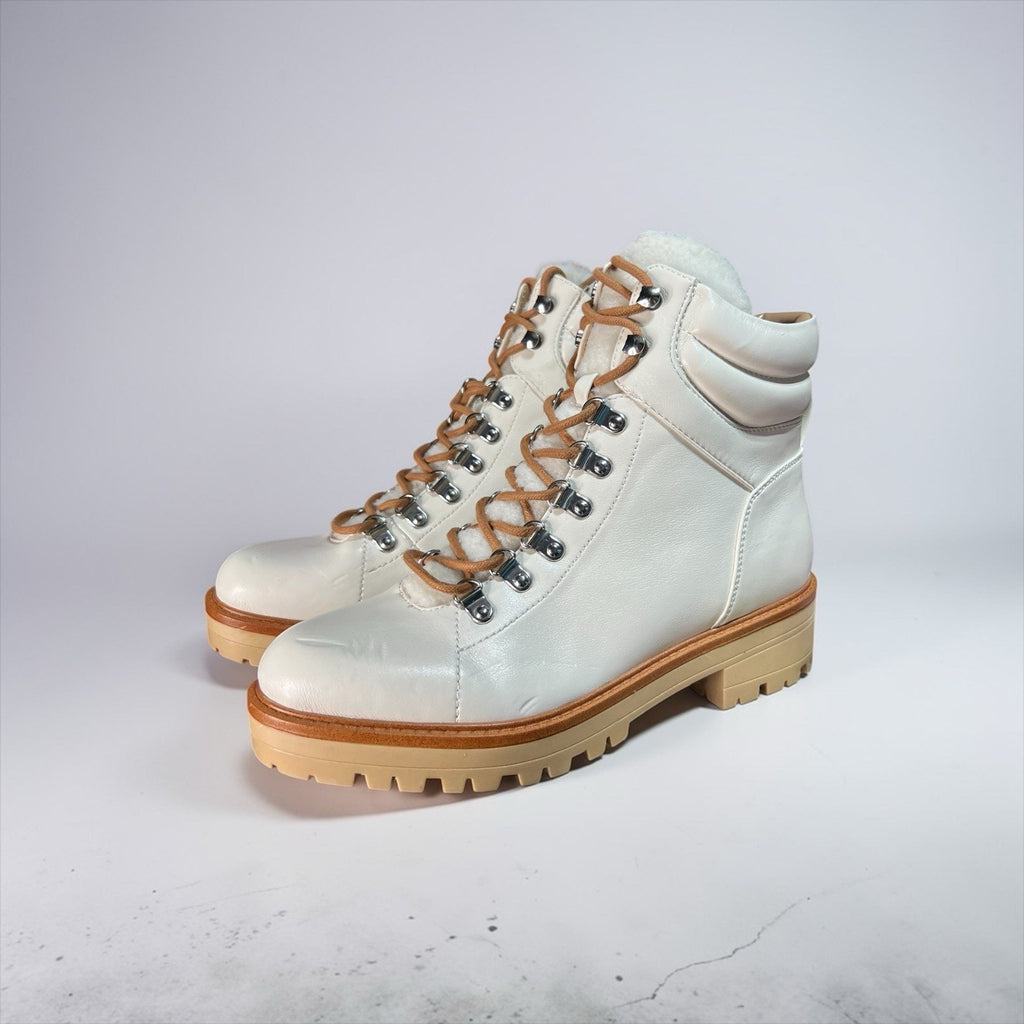 Marc Fisher White Combat Boot Women’s Shoe Size 9 New With Defect