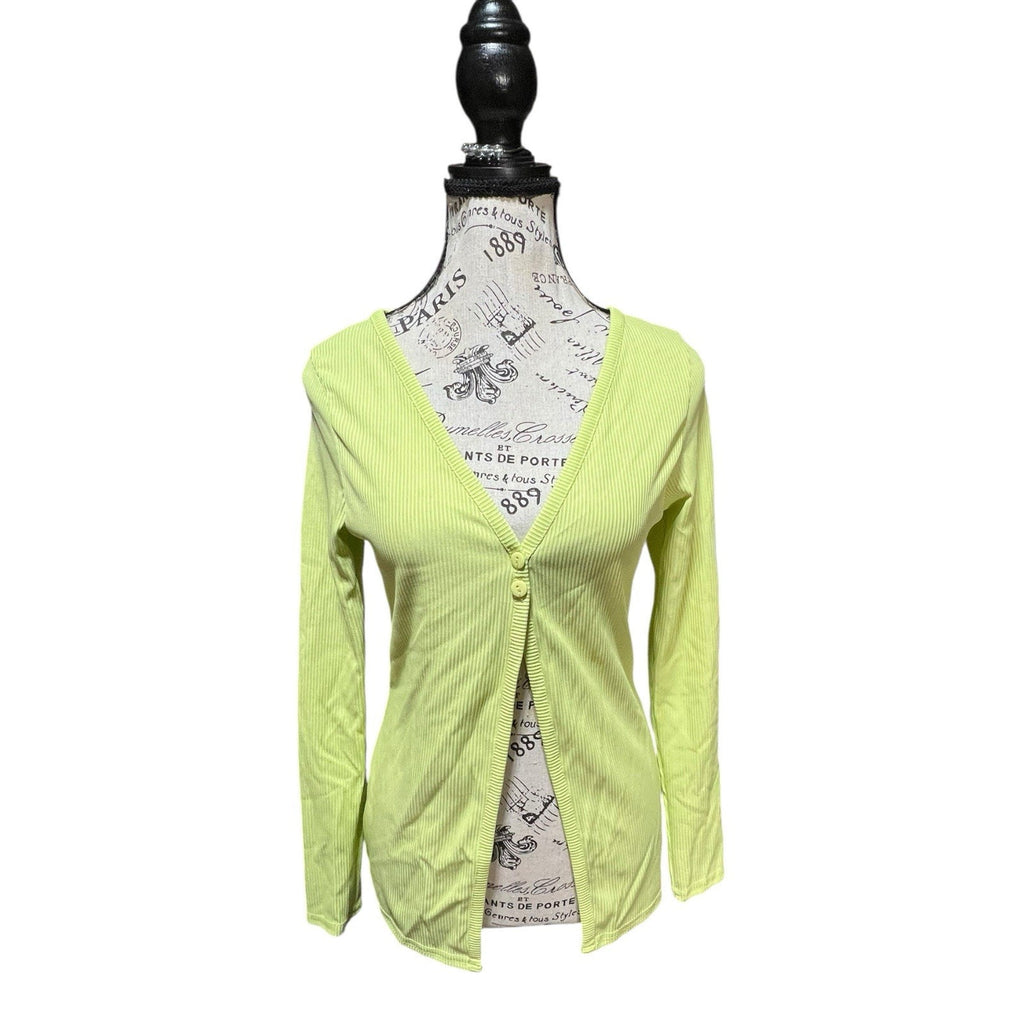 ASOS Designe Green Button Front Long Sleeve Ribbed Shirt Size 8