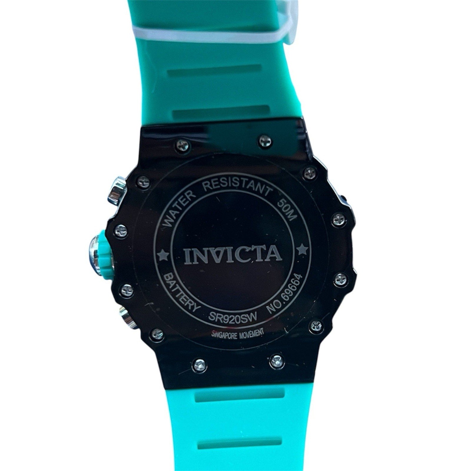 Invicta Racing model 69687 wristwatch Teal Silicone Band And Black Face 40 MM