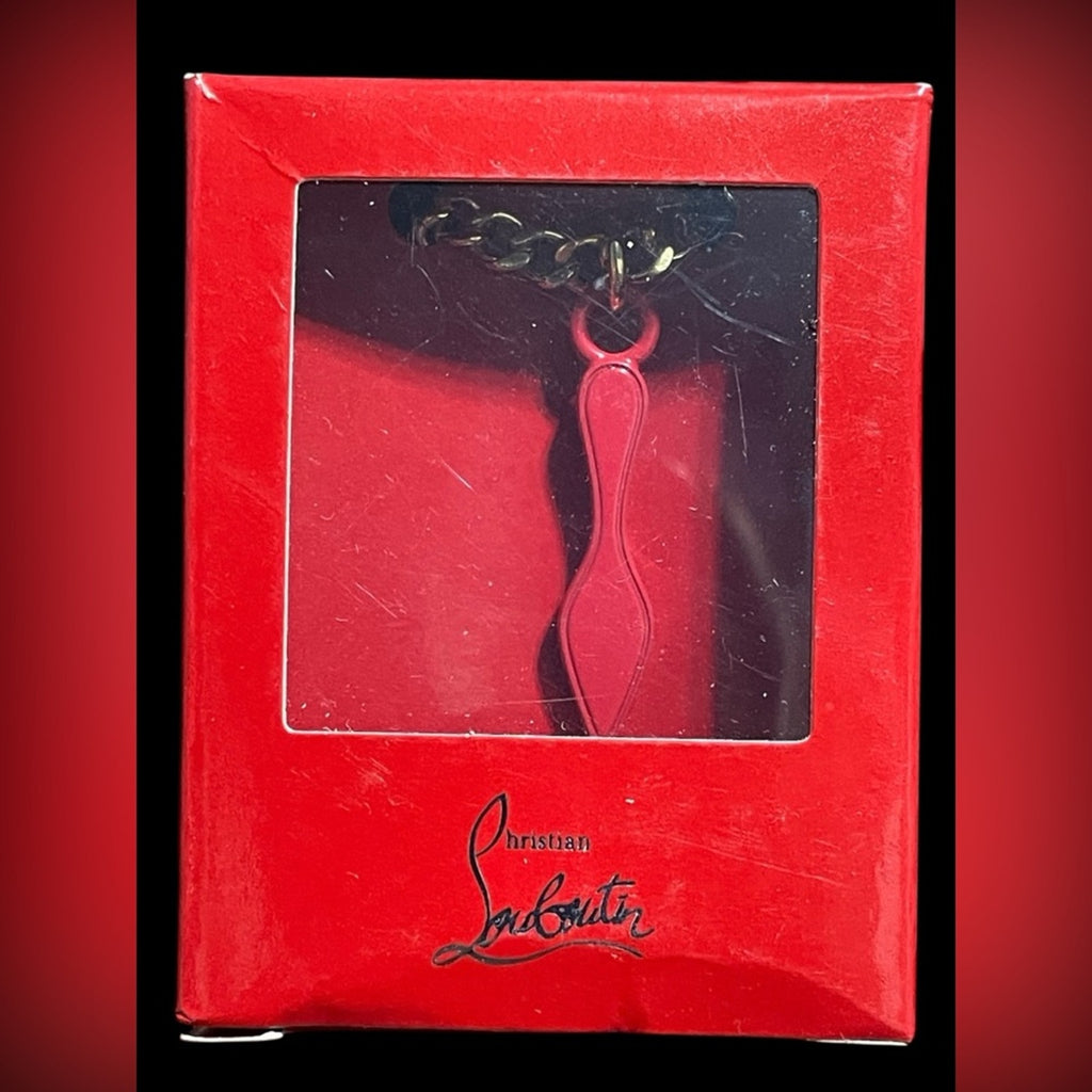Christian Louboutin Lipstick Necklace Chain with Red Pendant NIB