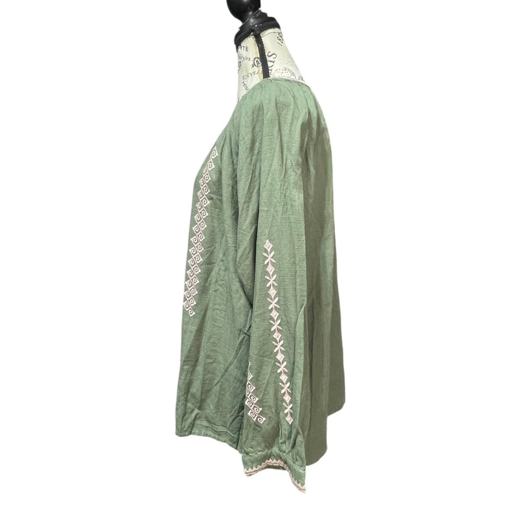 Paparazzi Boho Olive Green Linen Blend Blouse NWT size Xl Women’s