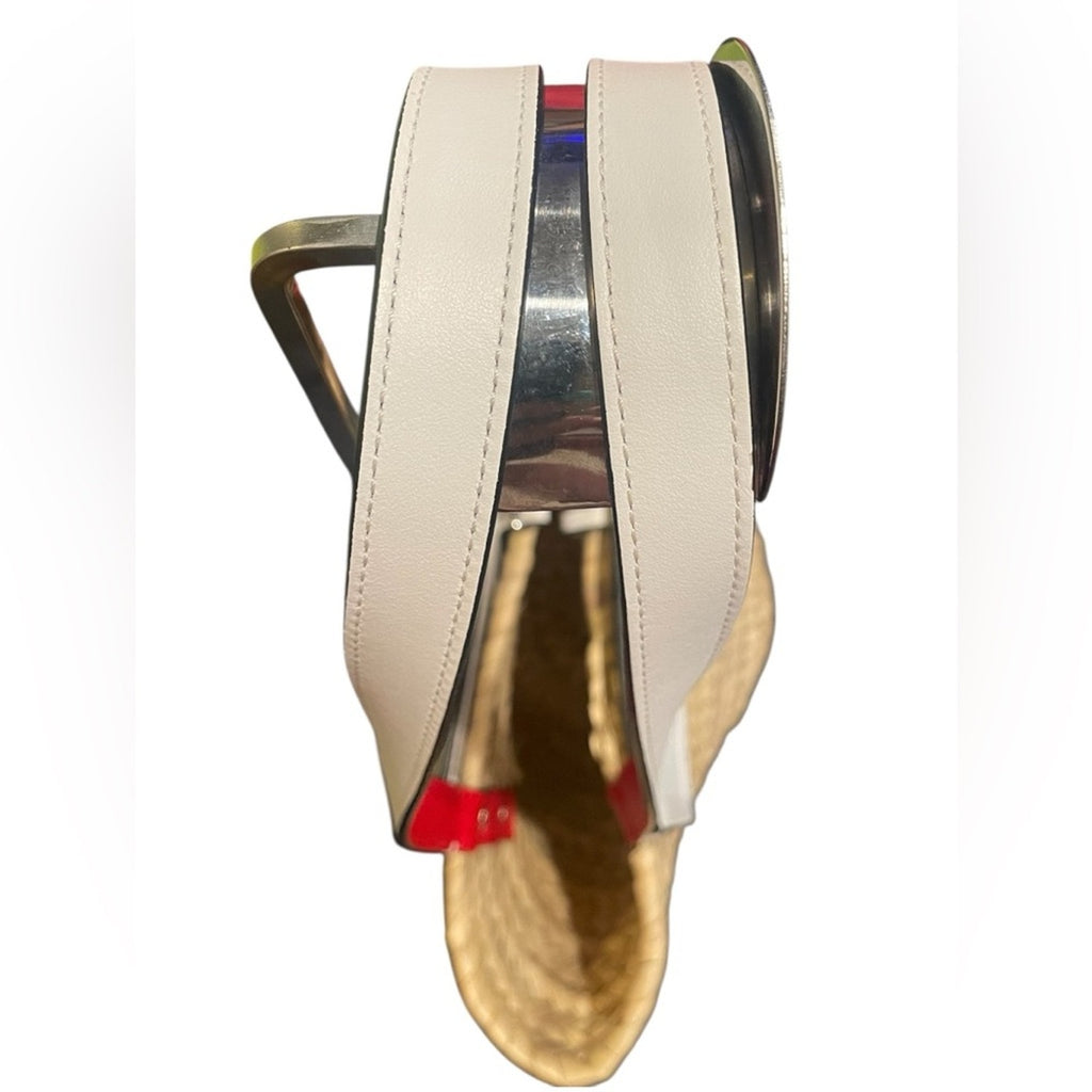 Christian Louboutin Tan and White Straw Tote Hand Bag