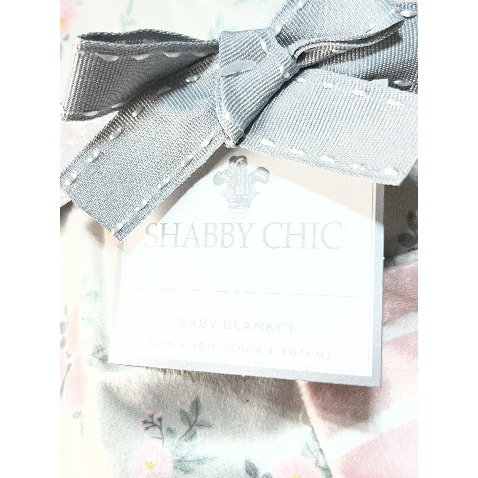 Shabby Chic Extra Soft 30 X 40 In Baby Blanket With Pink Floral And Stripes NWT