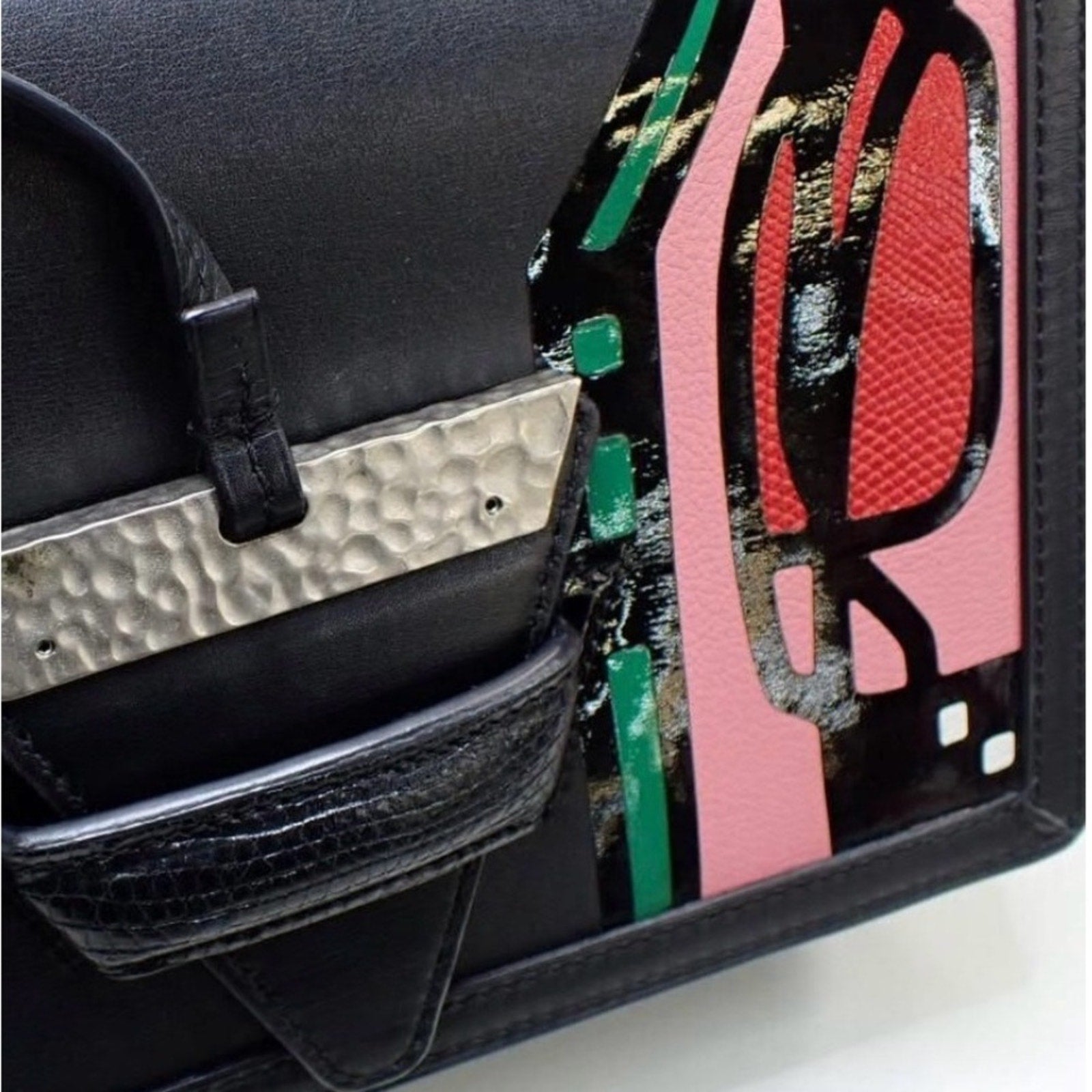 Loewe Barcelona Tulip Black and Pink Shoulder Bag with COA