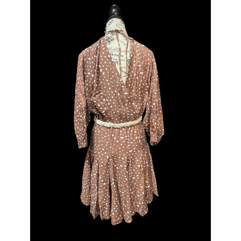 Andre Tan Boho Knit Dress – Nude-Taupe Brown, Medium, NWT + Rope Belt