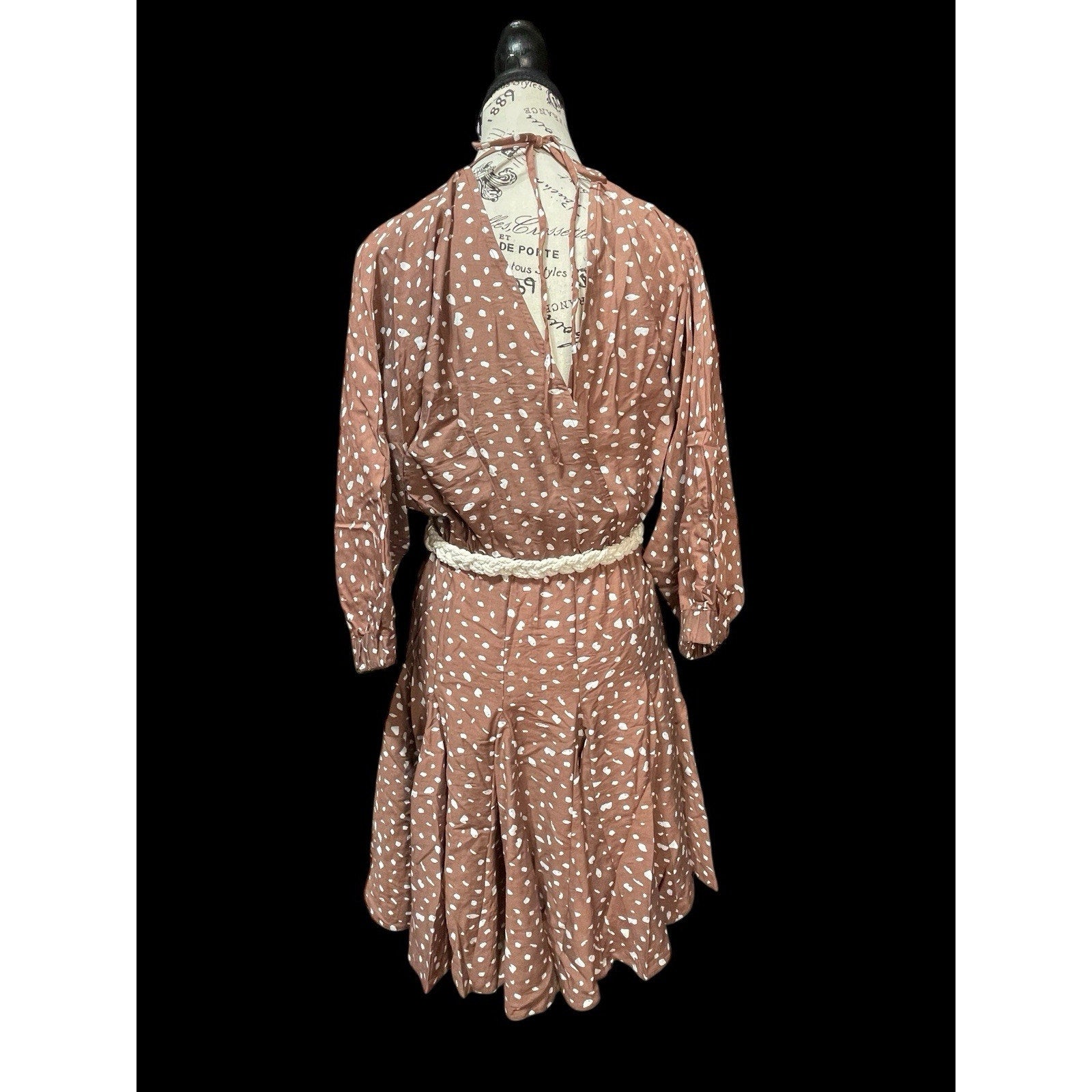 Andre Tan Boho Knit Dress – Nude-Taupe Brown, Medium, NWT + Rope Belt