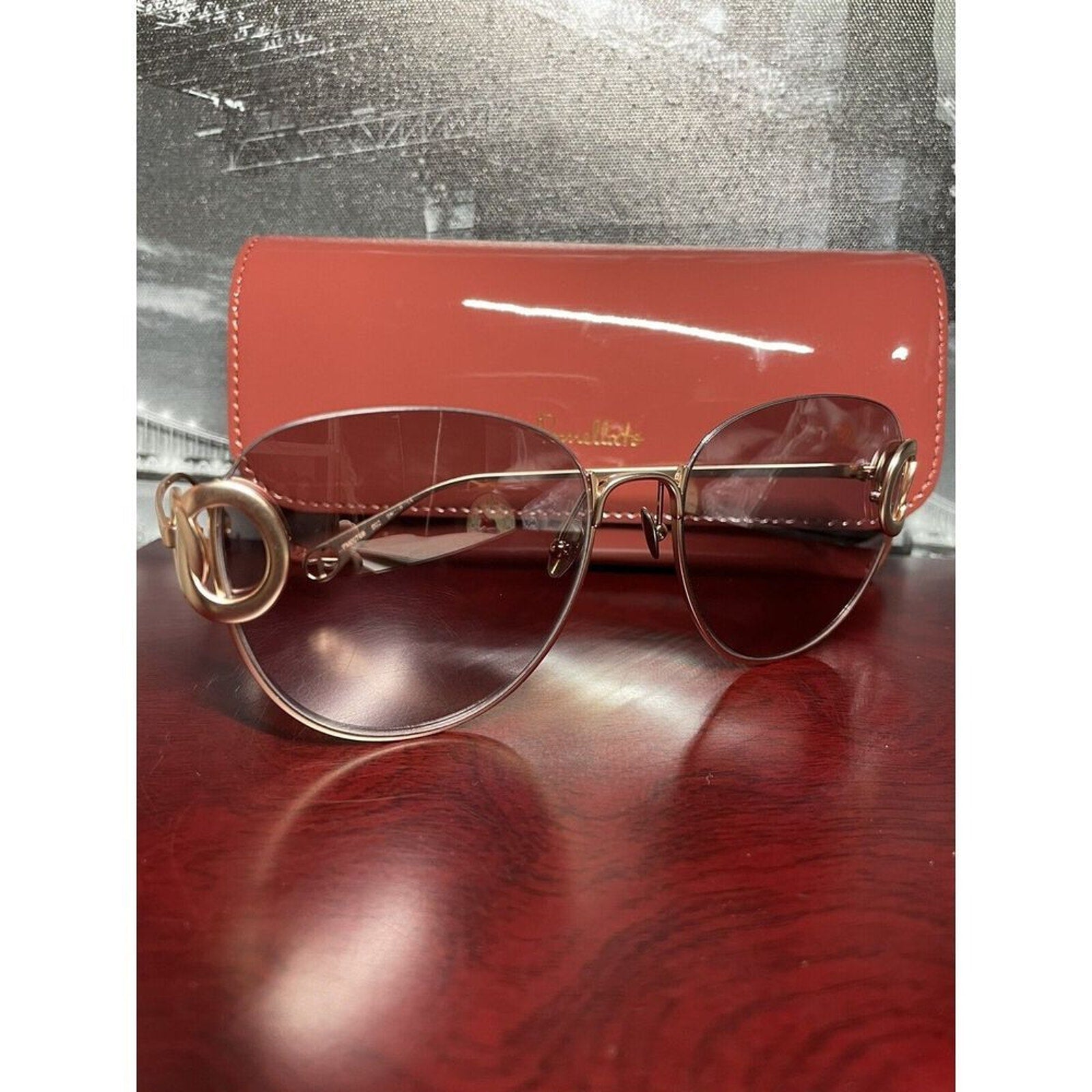 Pomellato‎ Gold Frame Pink Lens Sunglasses NWT MSRP $769