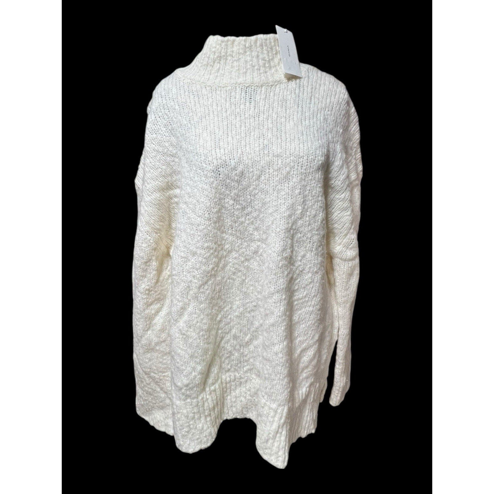 Vince Turtleneck Wool Blend Tunic Sweater in Cream Womens Size XL MSRP $445