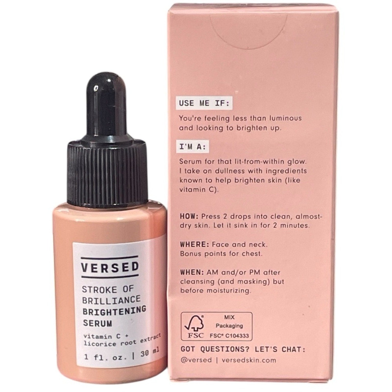 Versed Brightening Serum with Vitamin C 1 oz New
