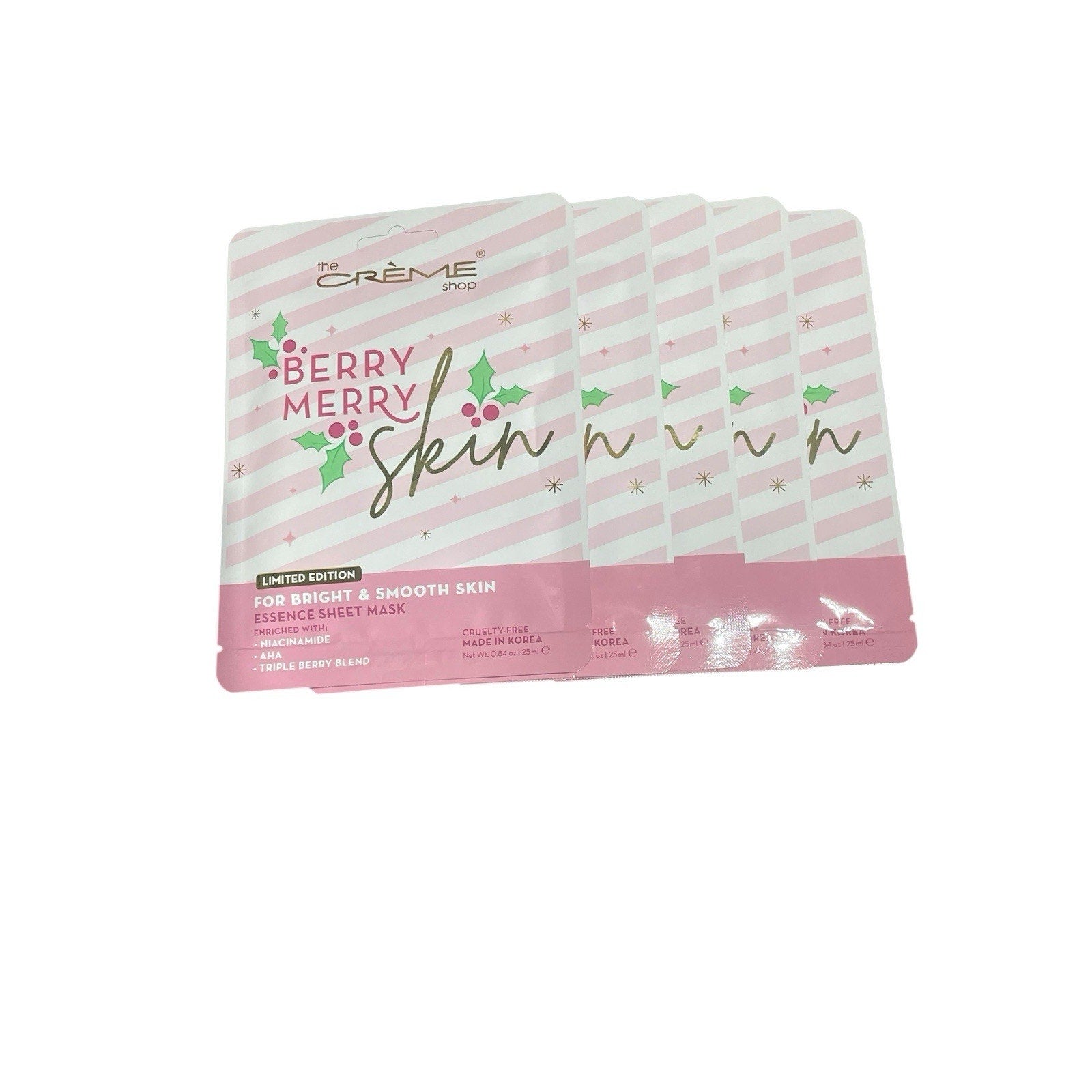 The Crème Shop Berry Merry Skin Sheet Mask Limited Edition Set Of 5
