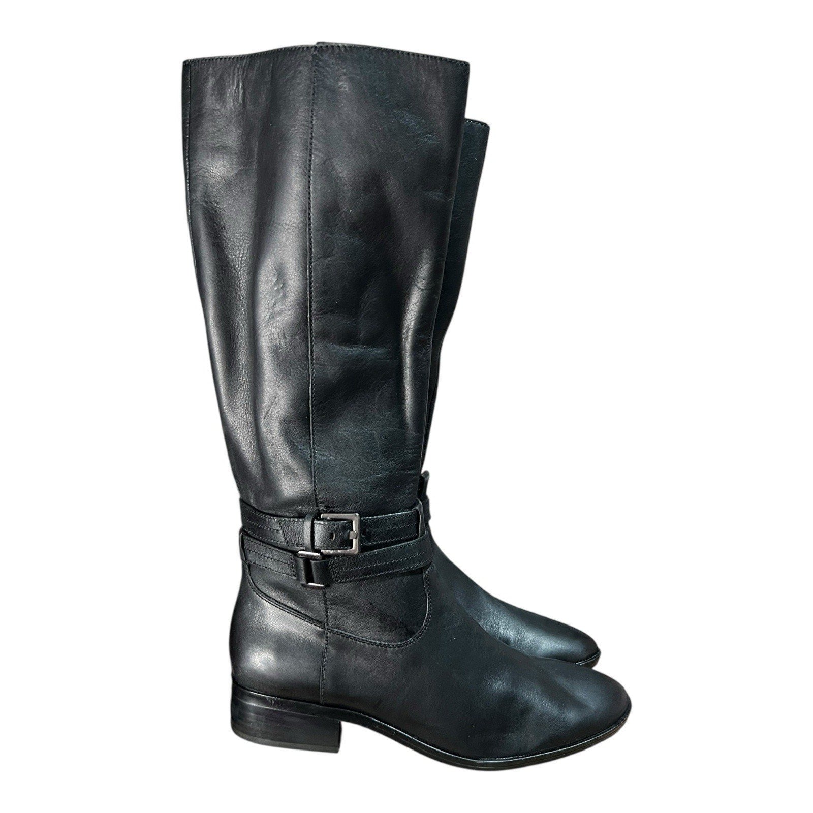 Naturalizer Women's Reid High Shaft Riding Boots in black leather Size 10