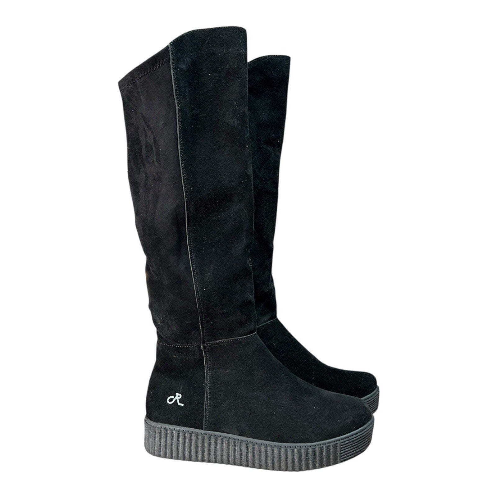 Religious Comfort Candy Jack suede tall platform boots in black Womens Size 9