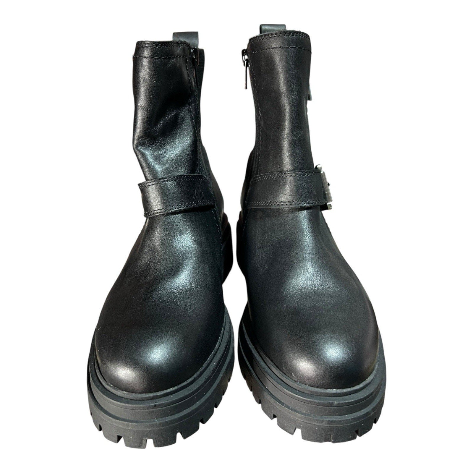Blondo Waterproof Black Leather Combat Boots Womens Shoe Size 5.5 M