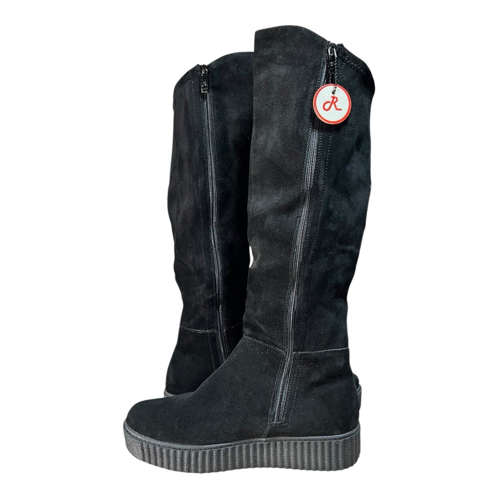 Religious Comfort Candy Jack suede tall platform boots in black Womens Size 9