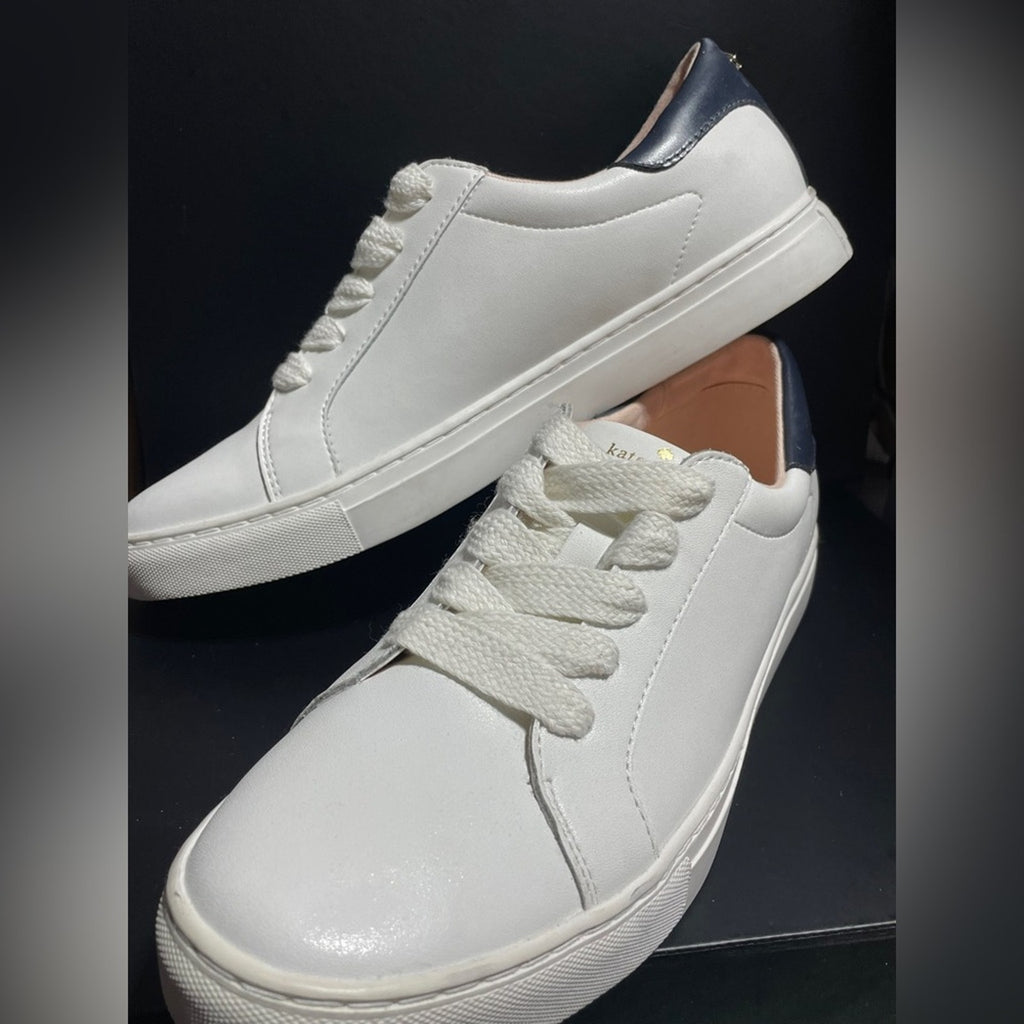 Kate Spade Alana White and Navy Blue Women’s Sneakers NWOB SZ 10 B