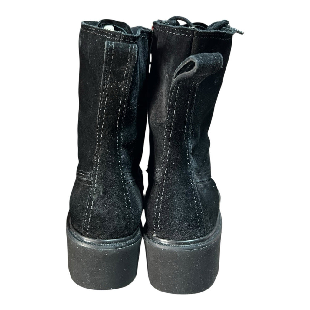 Paul Green Jackson fine suede combat boots Black Shoe Size US 8 E5