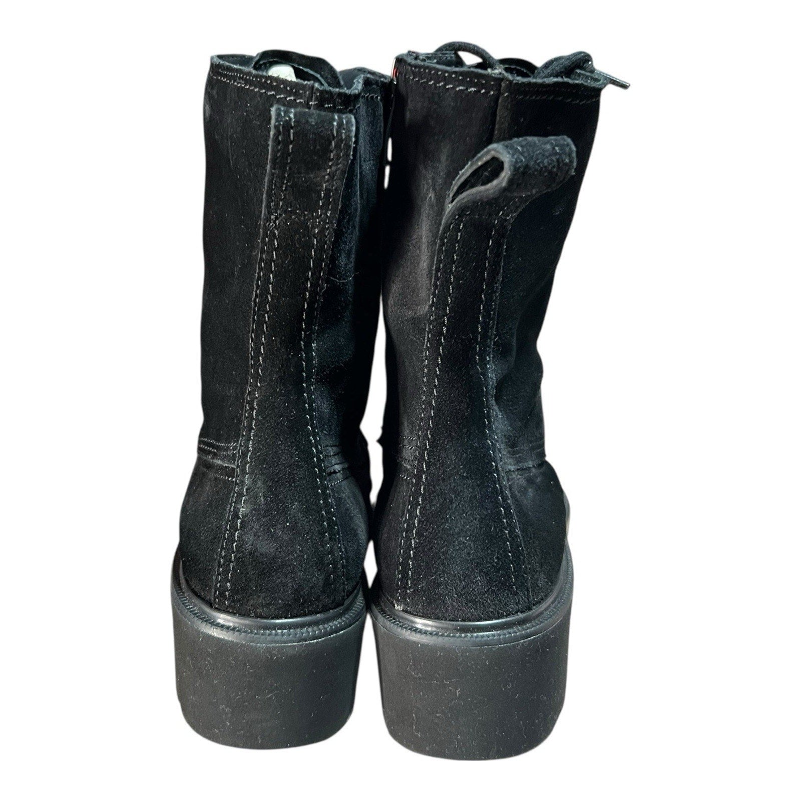 Paul Green Jackson fine suede combat boots Black Shoe Size US 8 E5