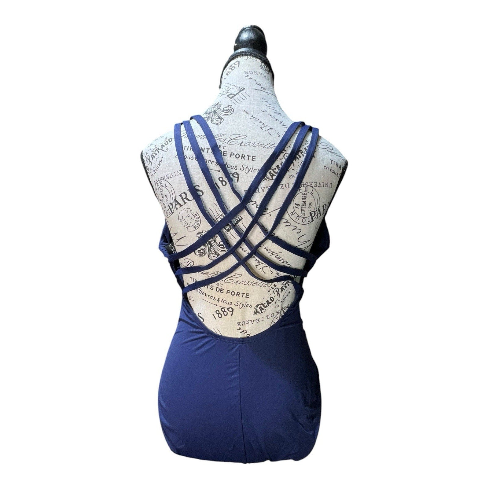 La Blanca Multi-Strap Cross-Back One Piece Swimsuit Indigo Size 12 MSRP $125