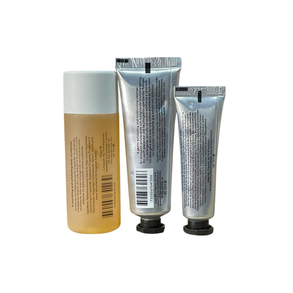Verso Skincare Travel Trio—Body Oil, Cleanser, Balm, Eye Cream